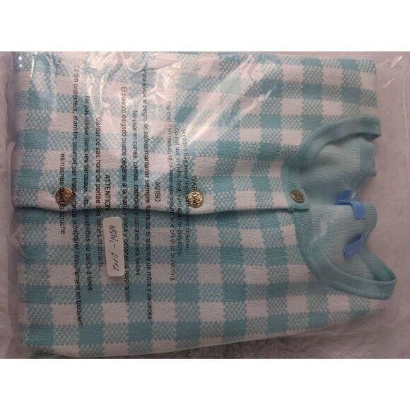 Draper James RSVP Turquoise Gingham Button up Cardigan Sz L Large NWT - Picture 9 of 10